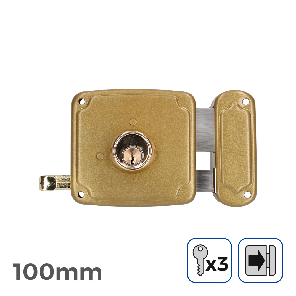 Fechadura direita 100mm 3 chaves incluidas