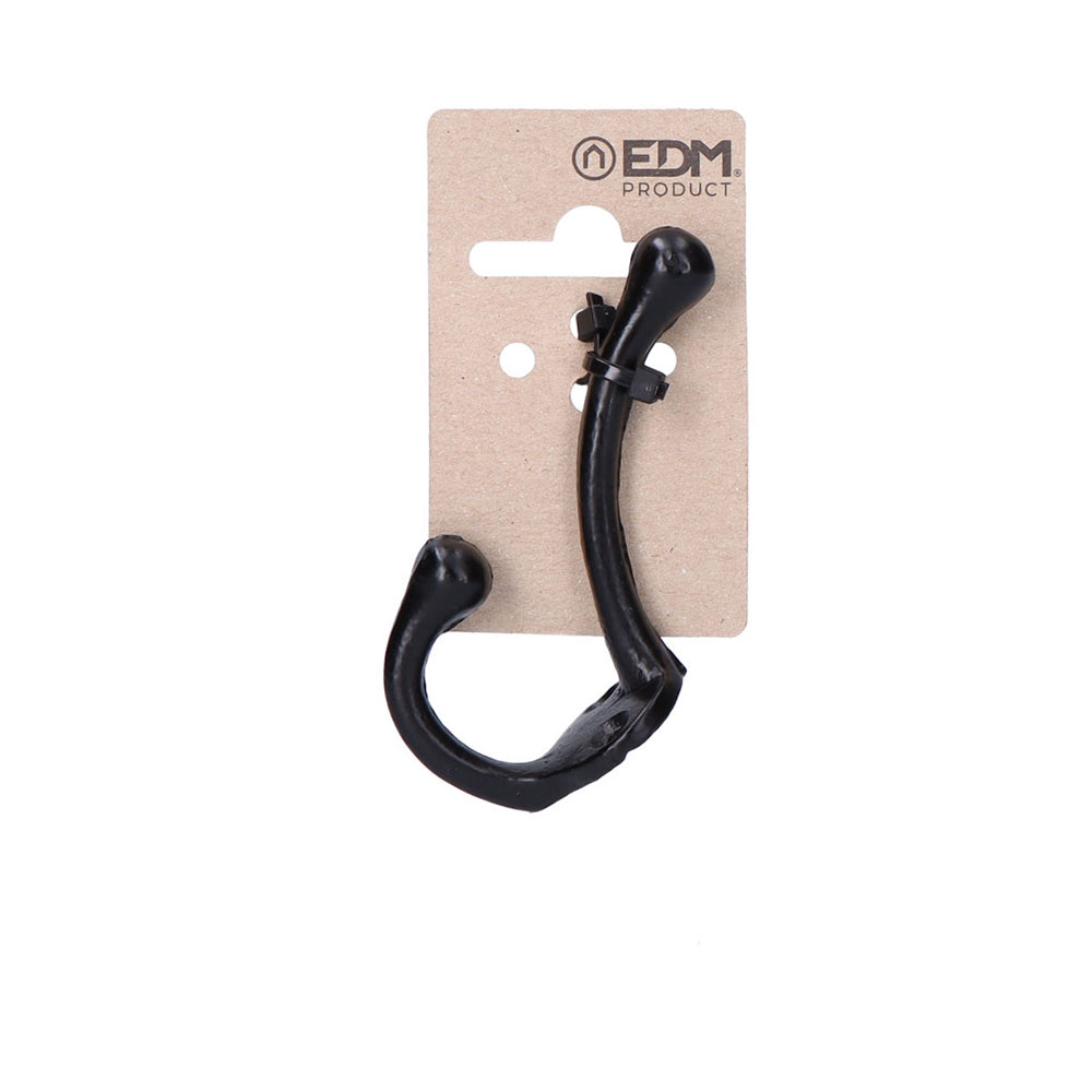 Gancho 75mm h° preto em cartão de suspensão edm
