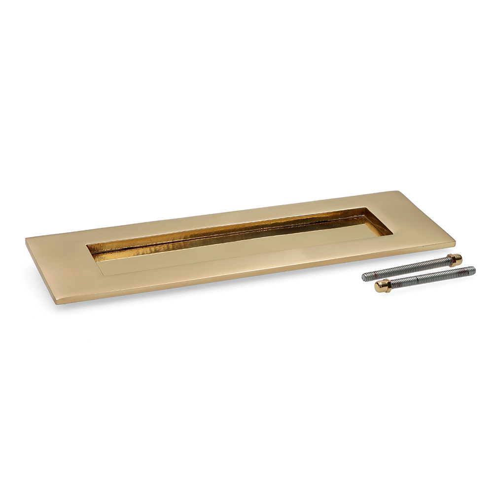 Placa de caixa de correio de latão polido dourado 100x305mm