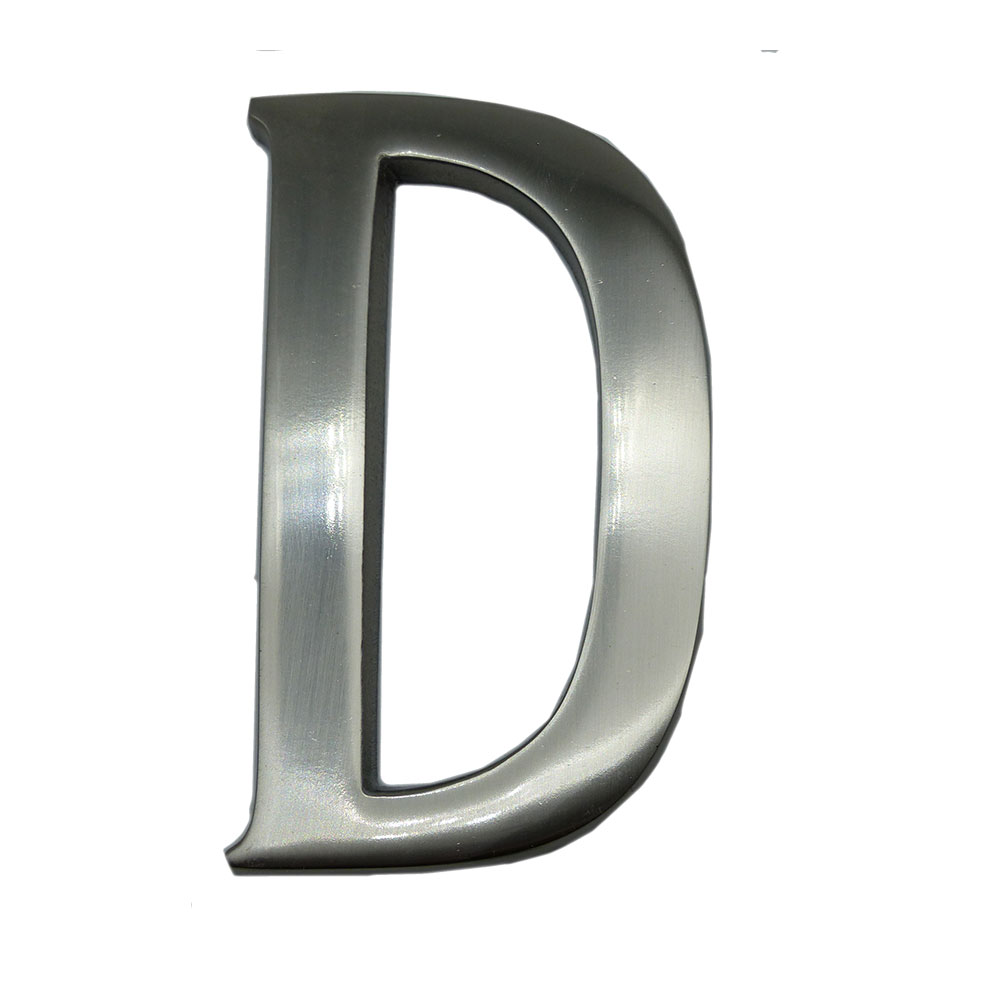 Letra d niquel mate 10cm fixação invisível edm