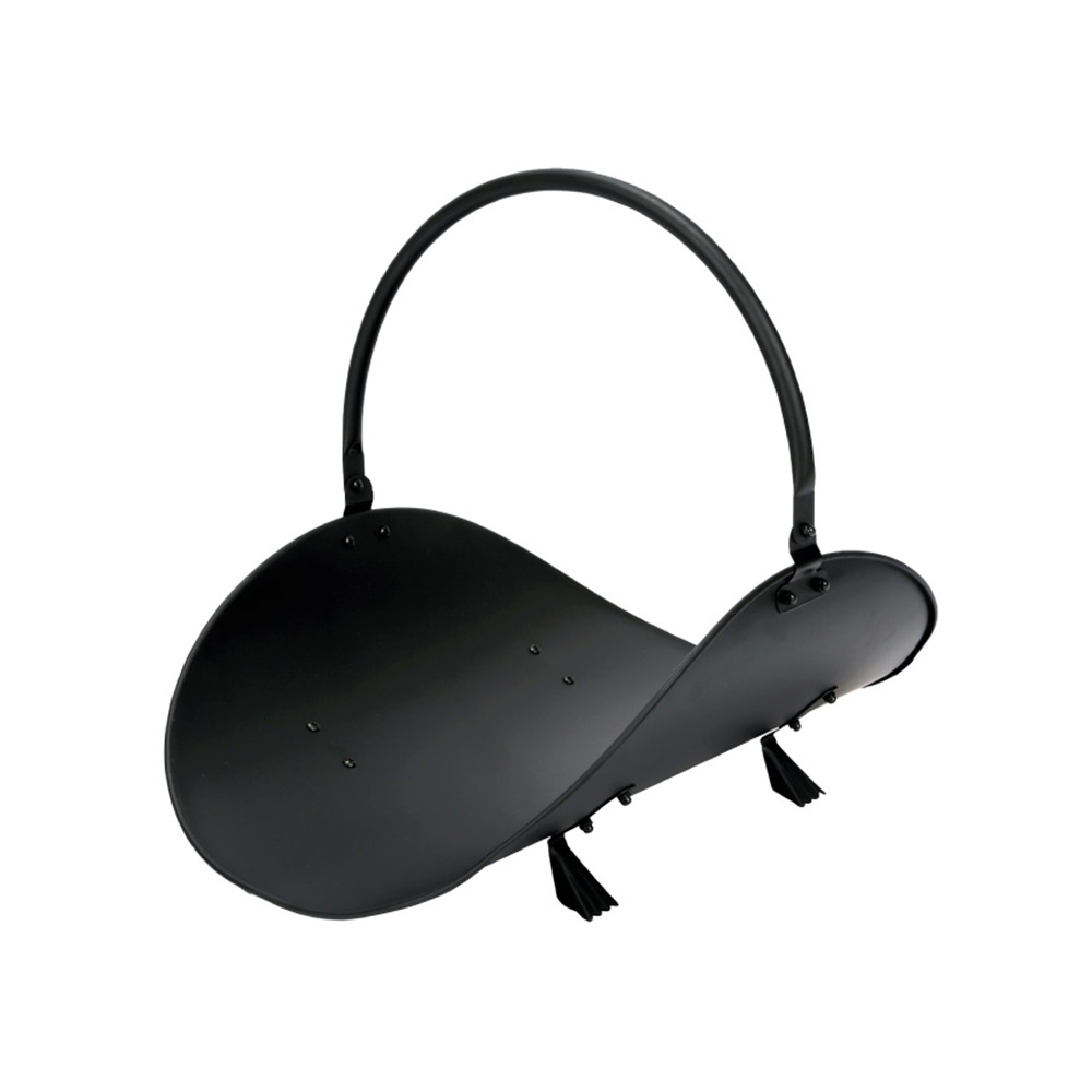 Cesto de lenha metalico preto 48x32x40cm edm