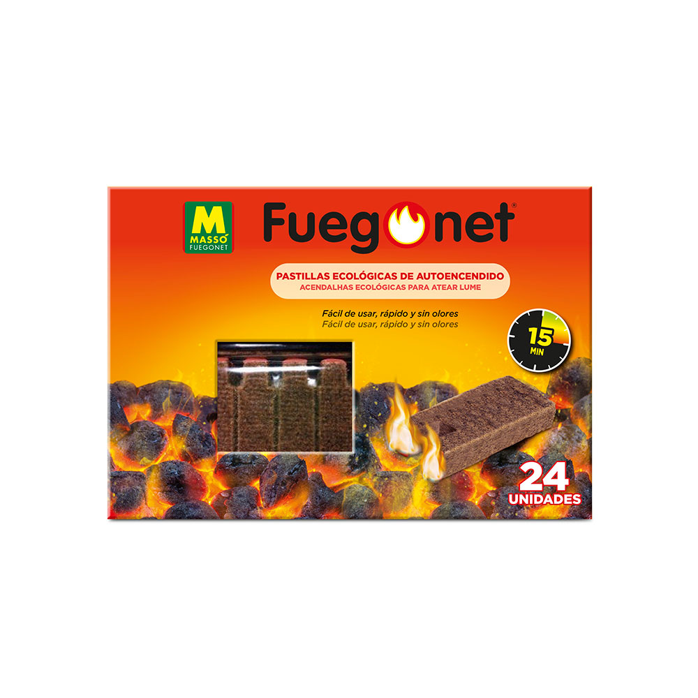 Acendalhas de auto-acendimento 16+8 pcs fuegonet 231122 massó