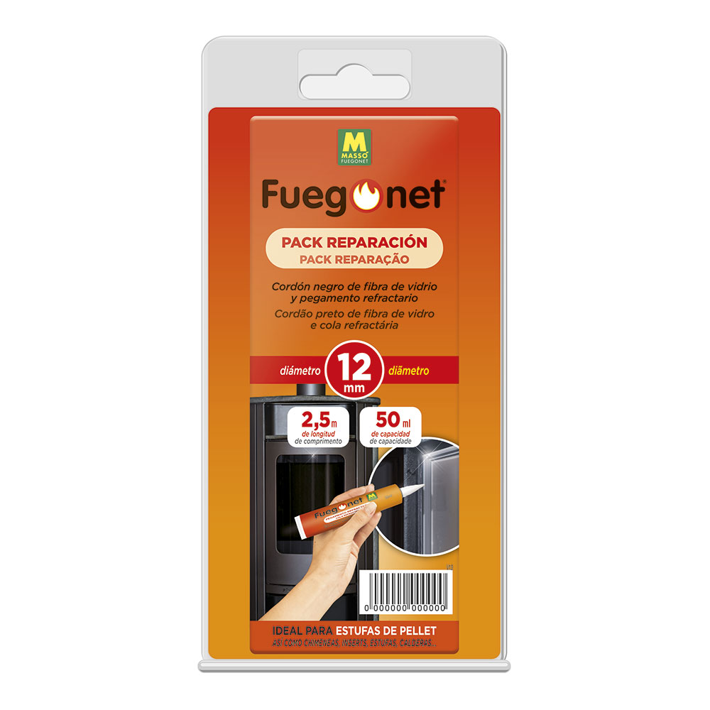 Pack reparaçao: cordao isolante ø12 + cola 50ml 2 5m fuegonet masso