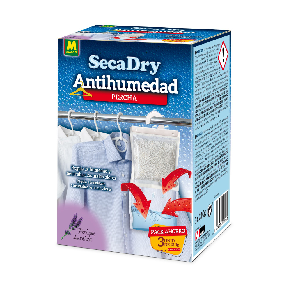 Secadry pack 3 ganchos anti-umidade 3x120g 231646 massó