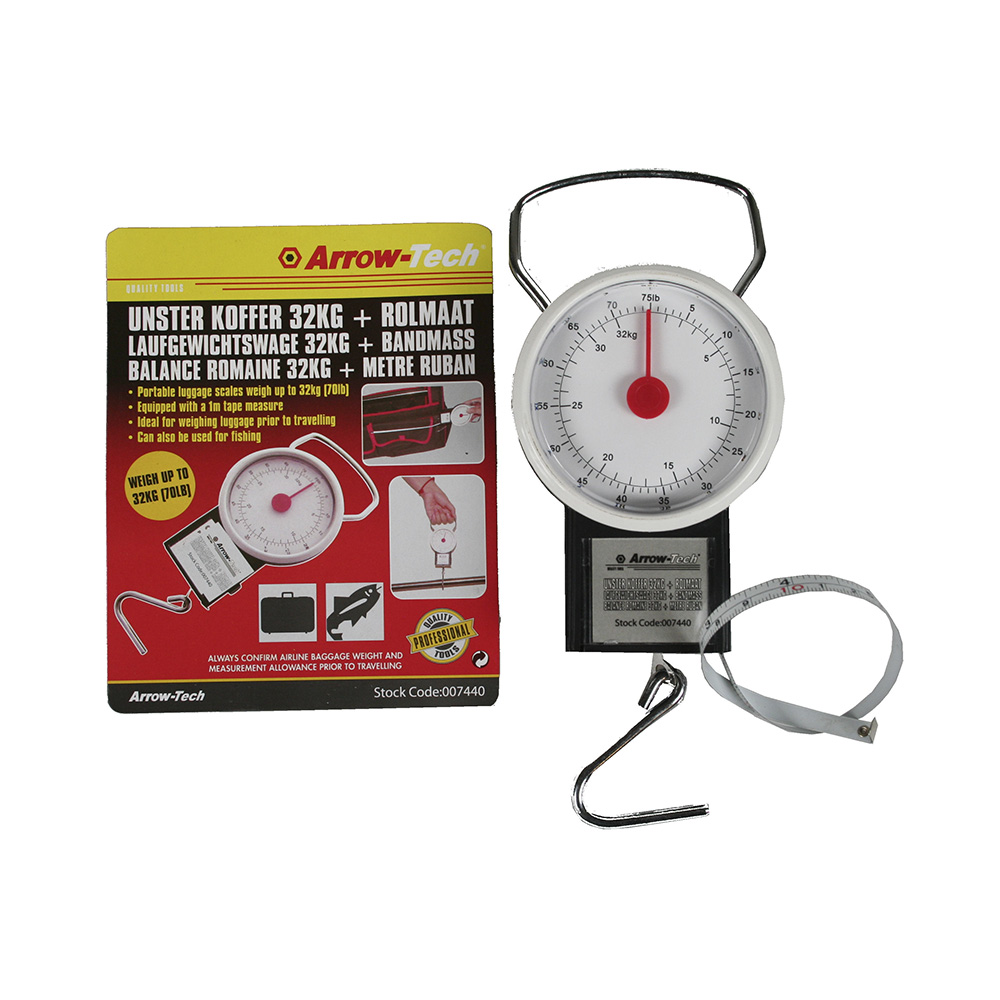 Balança classica analogica con gancho e fita metrica max. 32kg