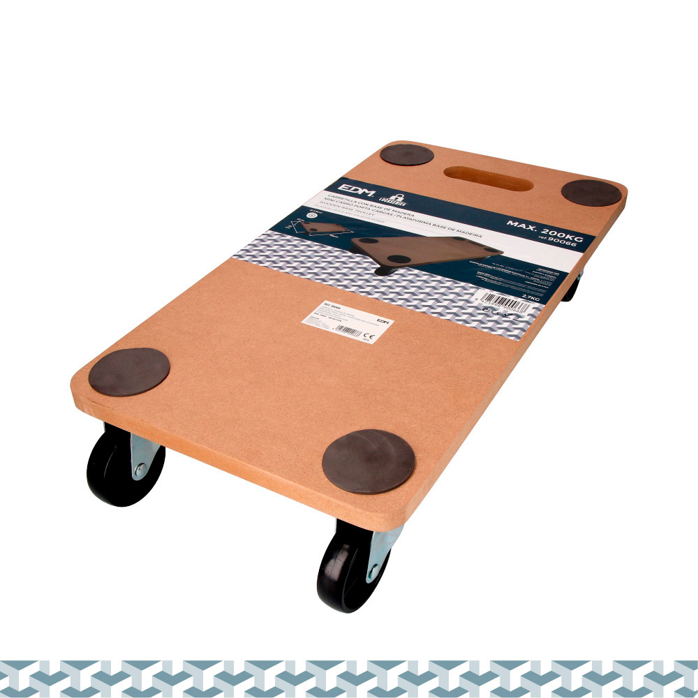 Mini carro porta-cargas/plataforma base de madeira max. 200kg 58x30x12cm
