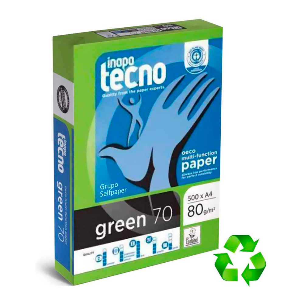 Pack 500 folhas papel multifunções reciclado dina4 80g para impressora