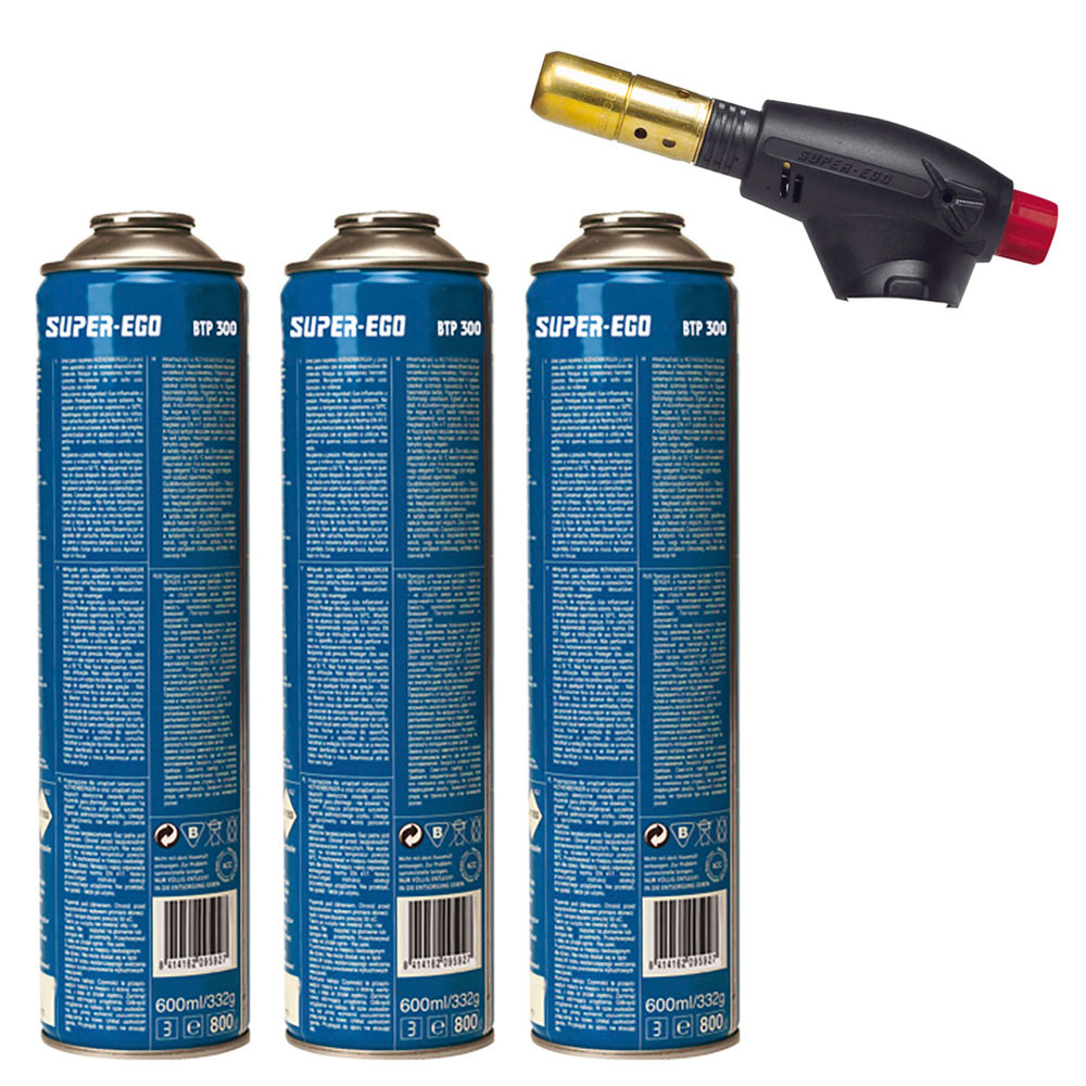 Pack maçarico segofire piezelétrico + 3 cartuchos. multigás 300
