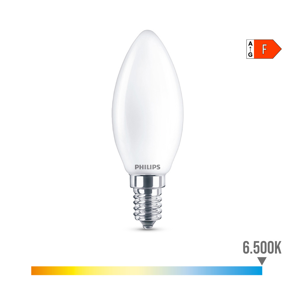 Lâmpada de vela led e14 4.3w 470lm 6500k luz fria ø3.5x9.7cm. philips