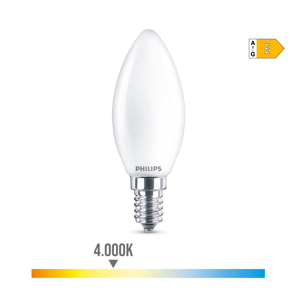 Lâmpada de vela led e14 6 5w 806lm 4000k luz do dia ø3 5x9 7cm. philips