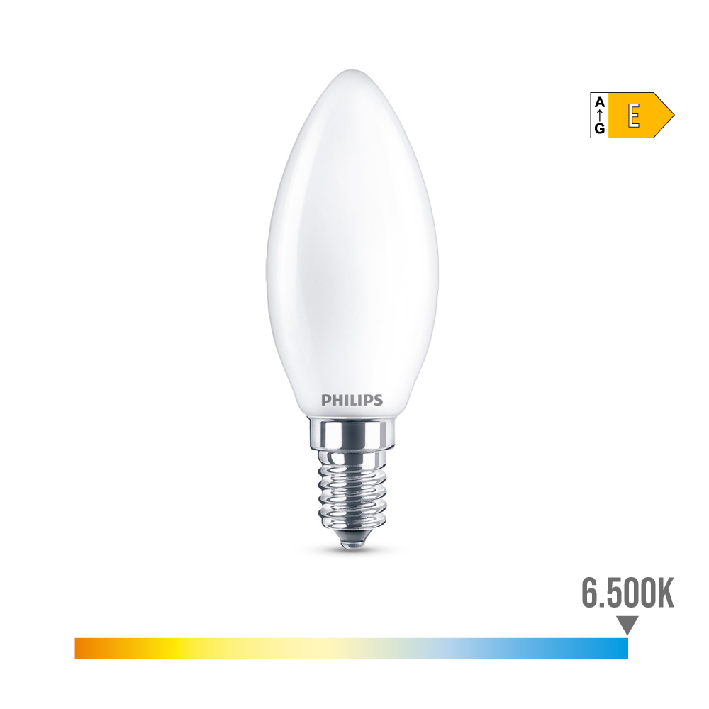 Lâmpada de vela led e14 6.5w 806lm 6500k luz fria ø3.5x9.7cm. philips