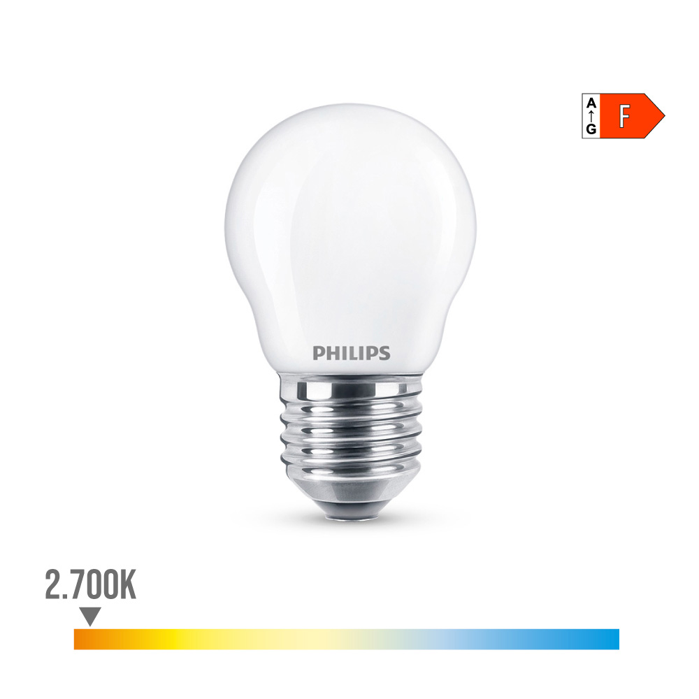 Lâmpada de led esférica e27 4 3w 470lm 2700k luz quente ø4 5x8 2cm philips