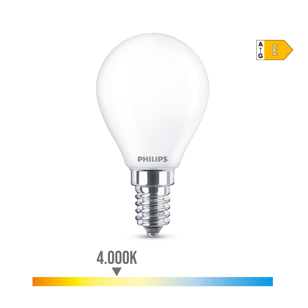 Lâmpada esférica led e14 6 5w 806lm 4000k daylight ø4 5x8cm philips