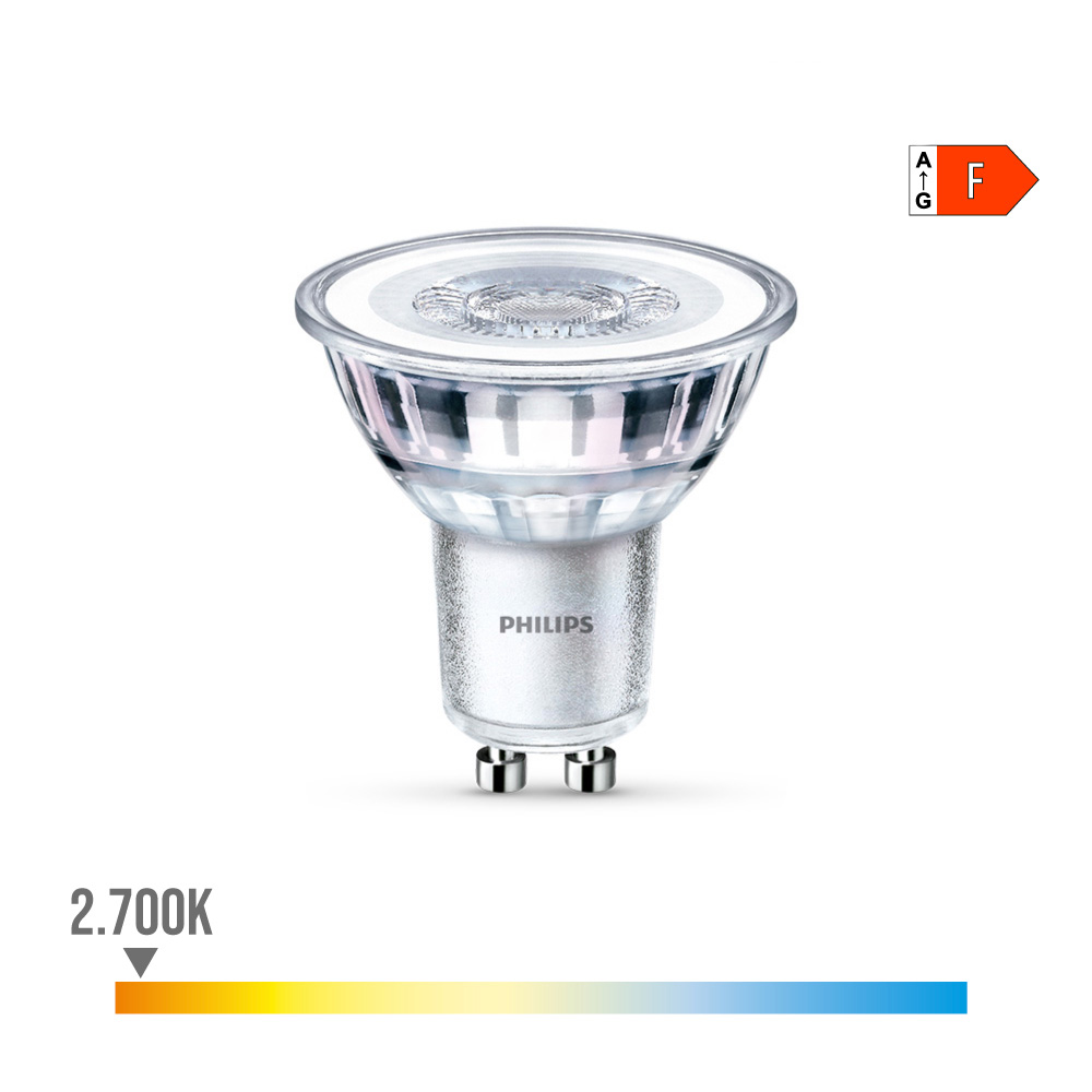 Lâmpada led gu10 4.6w 390lm 2700k luz quente ø5x5.4cm philips