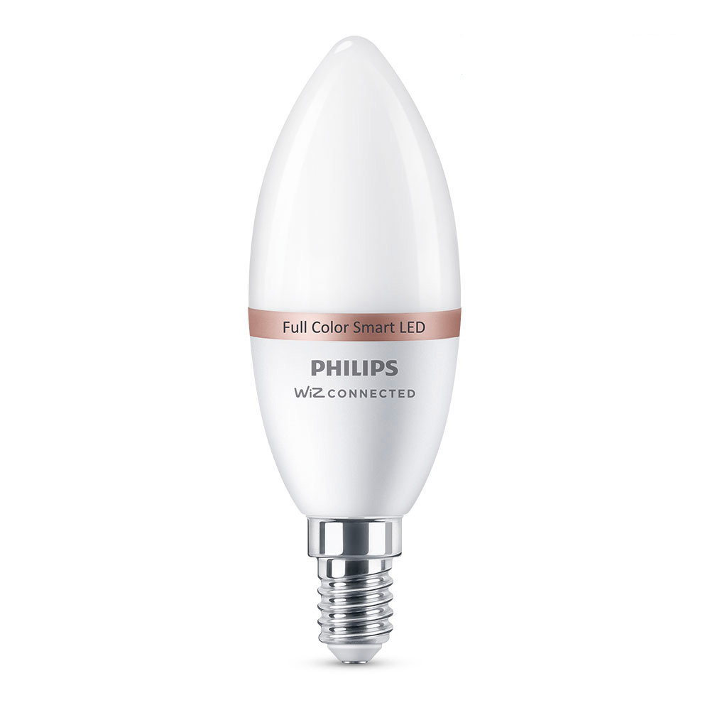 Lâmpada vela led e14 4 9w full colors 470lm wifi philips wiz