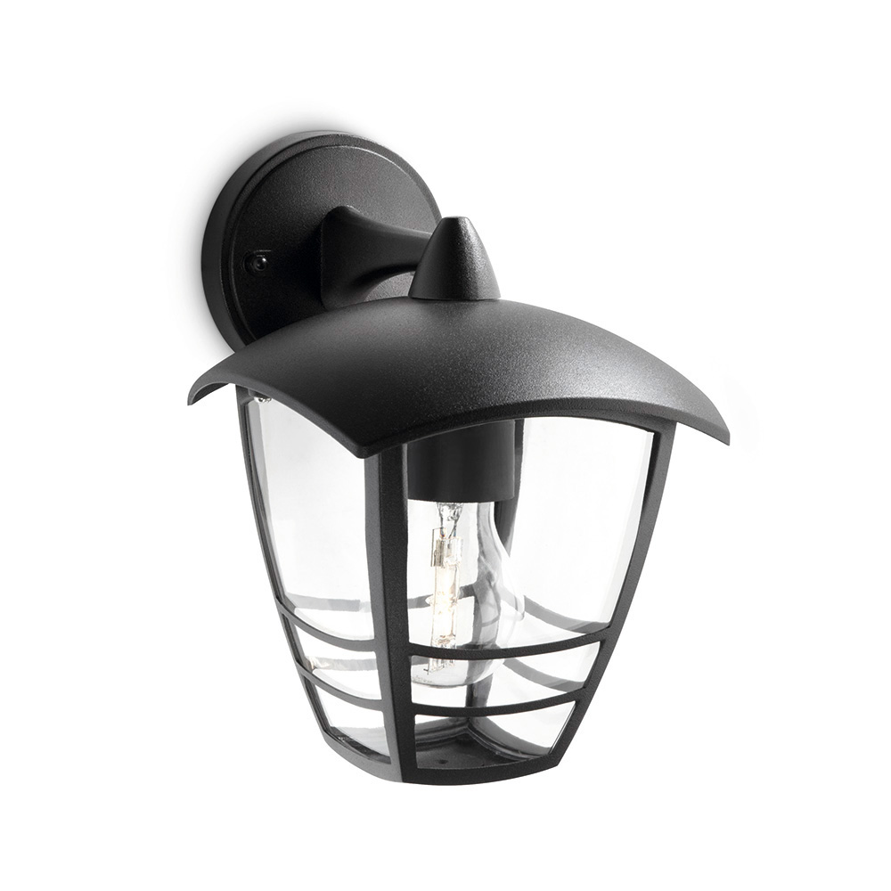Aplique exterior parede inv.1x60w preto mod. creek philips