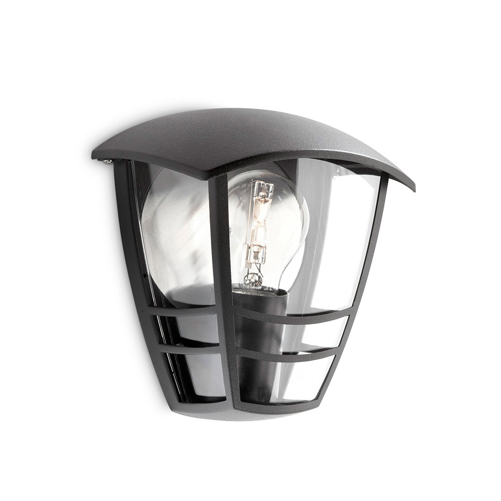 Aplique exterior parede plano 1x60w preto mod. creek philips