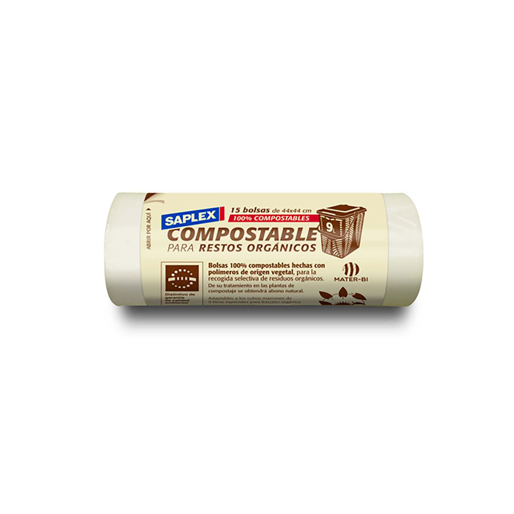 Saco de lixo compostable 9l 15 unid. sapplex 44x44cm