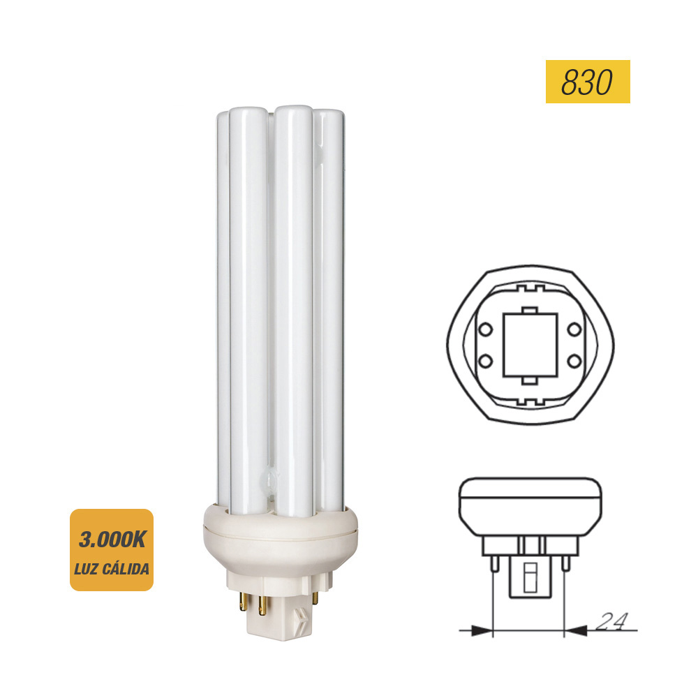 Lâmpada de baixo consumo lynx te fsd 42w 830k gx24q-4pin luz quente 16cm philips