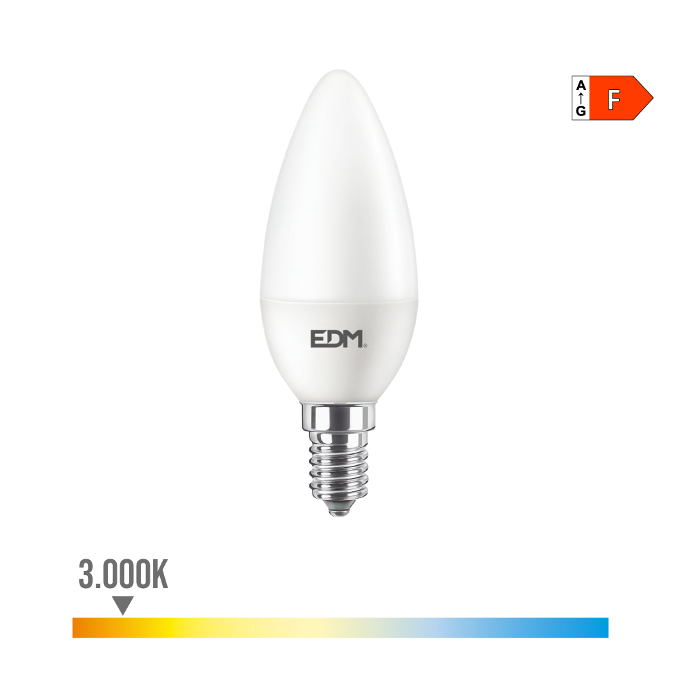 Lâmpada vela led e14 8w 806lm 3000k luz quente ø3 8x11 4cm edm