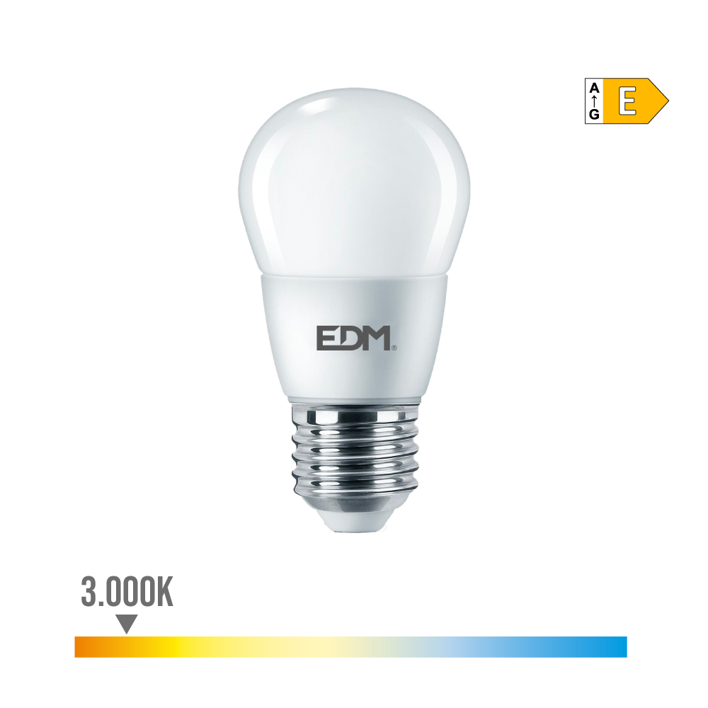 Lâmpada esférica e27 7w 806lm 3000k luz quente ø4 8x9 3cm edm