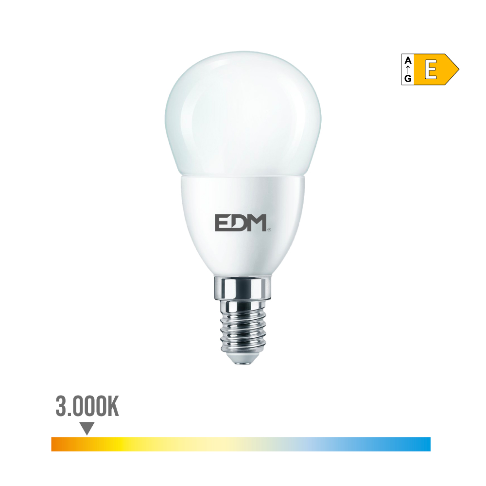 Lâmpada esférica e14 7w 806lm 3000k luz quente ø4 8x9 5cm edm