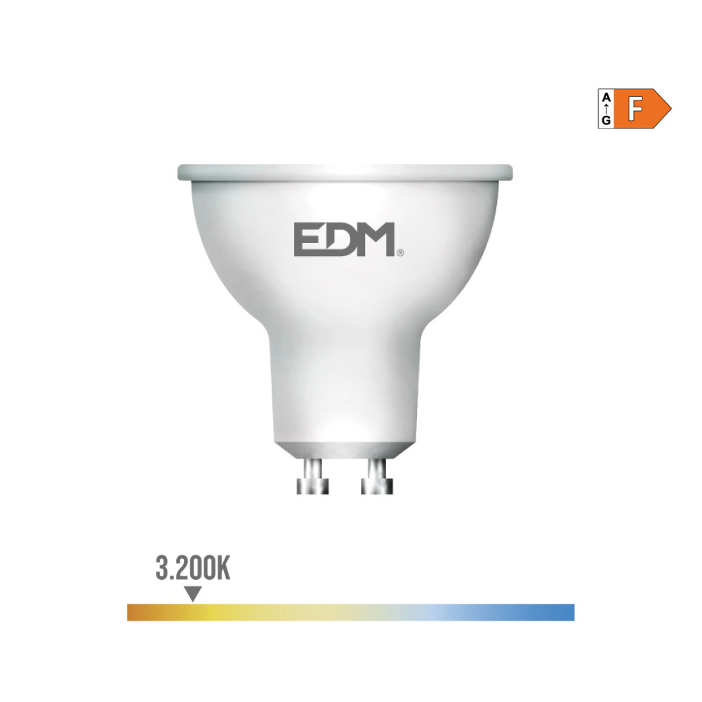 Lâmpada dicroica led gu10 7w 550lm 3200k luz quente 45° ø5x5 5cm edm