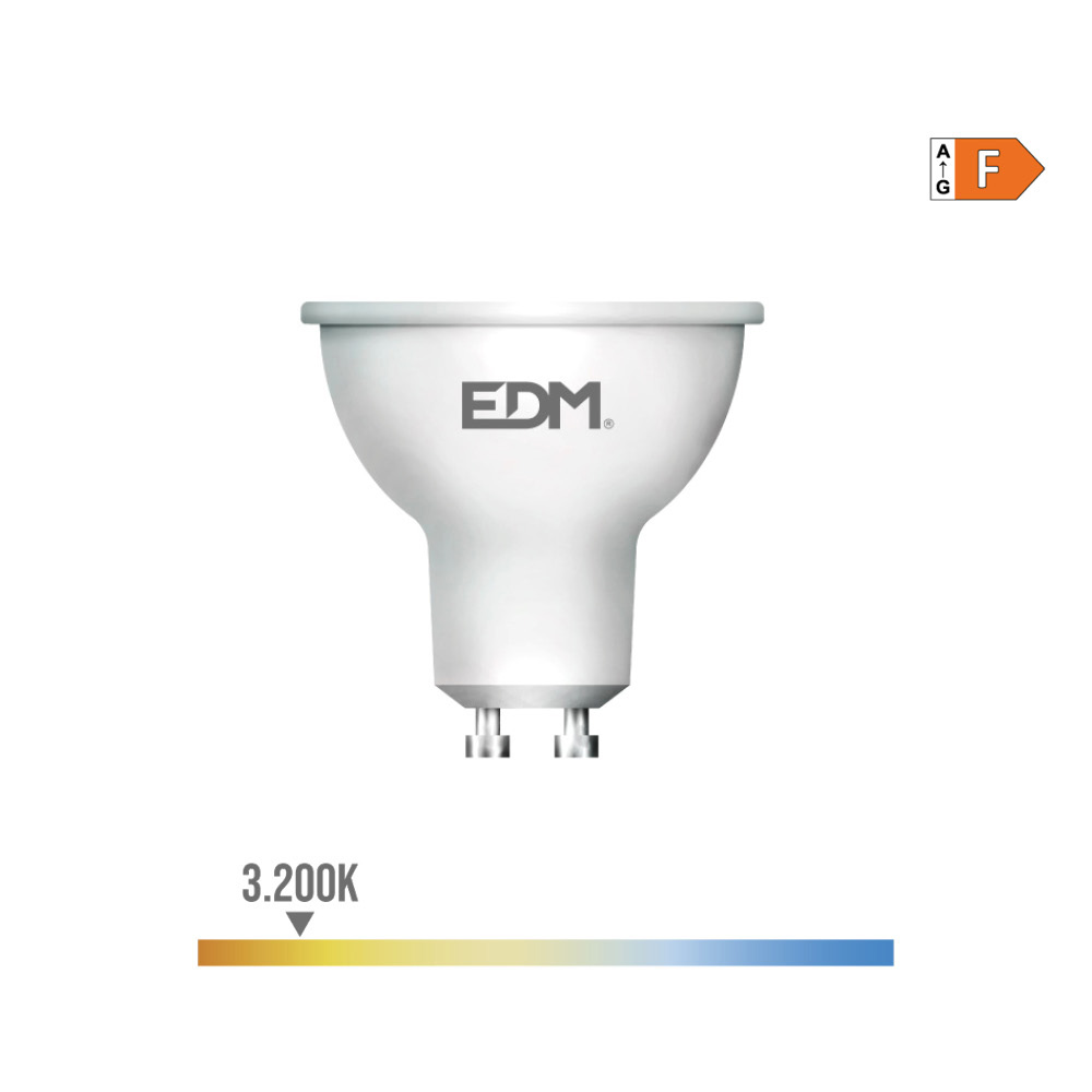 Lâmpada dicroica led gu10 7w 550lm 3200k luz quente 120° ø5x5 5cm edm