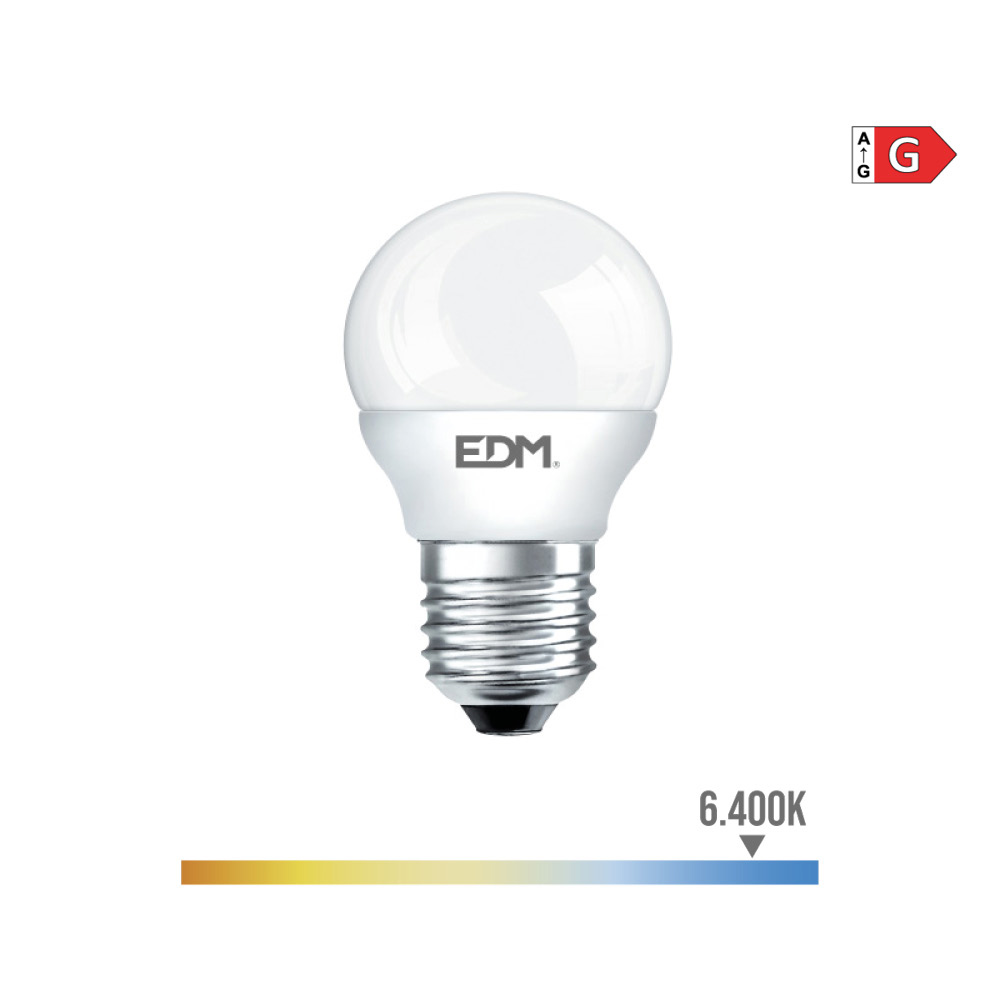 Lâmpada esférica led e27 5w 400lm 6400k luz fria ø4 5x8cm edm