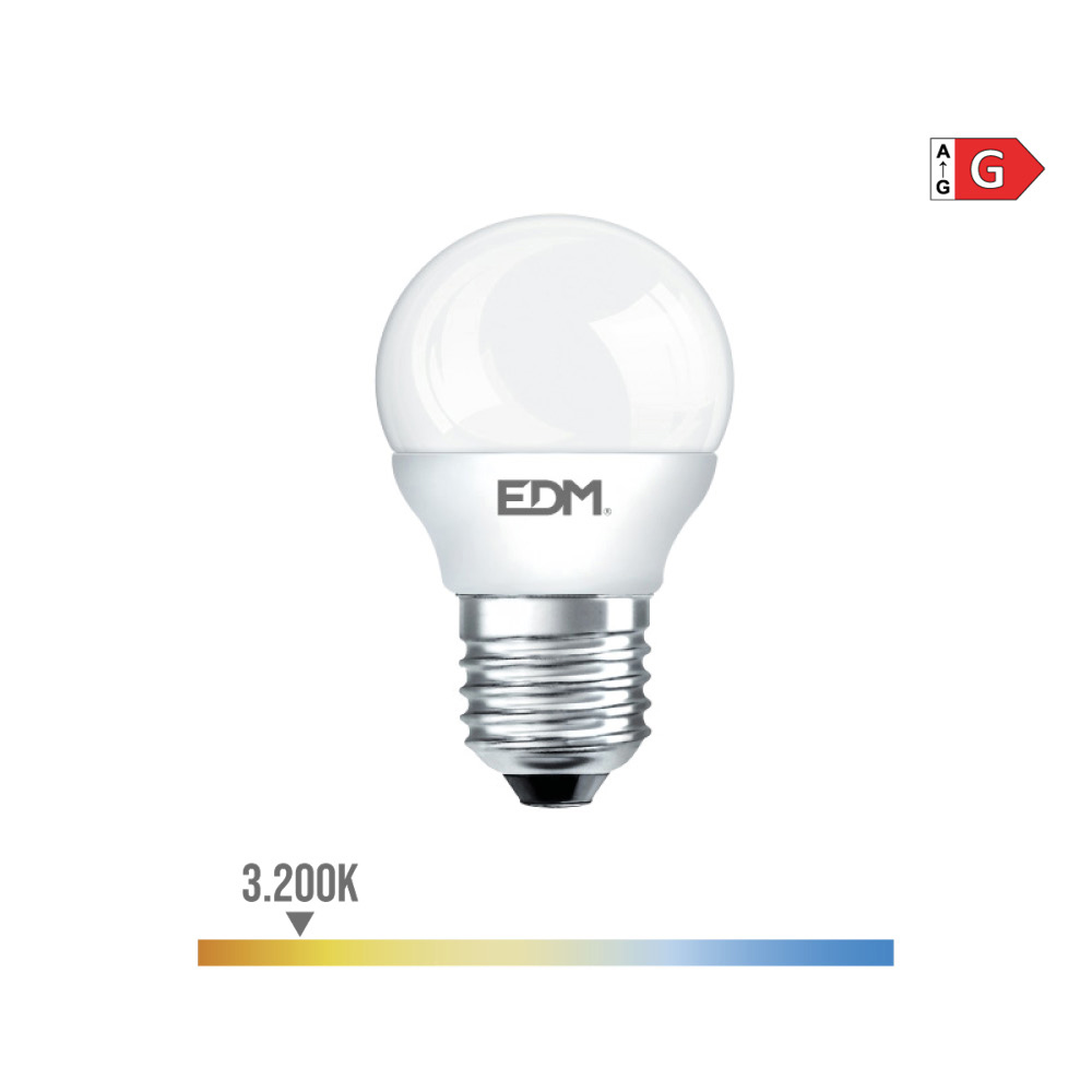 Lâmpada esférica led e27 5w 400lm 3200k luz quente ø4 5x8cm edm