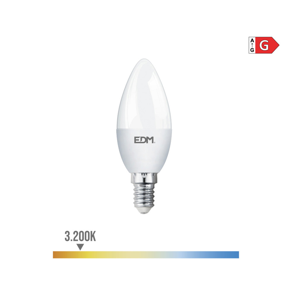 Lâmpada de vela led e14 5w 400lm 3200k luz quente ø3 6x10 3cm edm