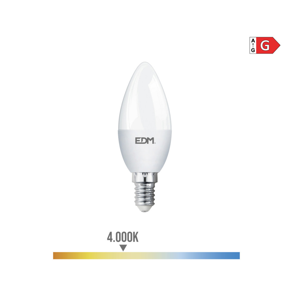 Lâmpada de vela led e14 5w 400lm 4000k luz do dia ø3 6x10 3cm edm