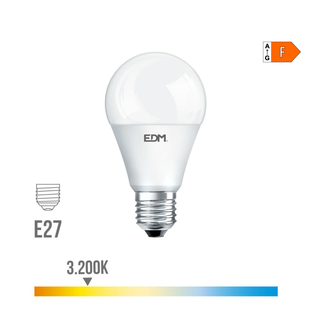 Lâmpada de led standard e27 17w 1800lm 3200k luz quente ø6 5x12 5cm edm