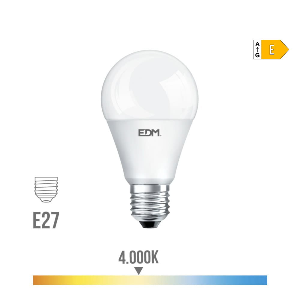 Lâmpada de led standard e27 17w 1800lm 4000k luz do dia ø6 5x12 5cm edm