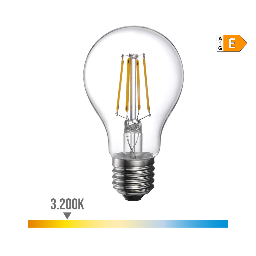 Lâmpada standard com filamento de led e27 4w 550lm 3200k luz quente ø6x10 6cm edm