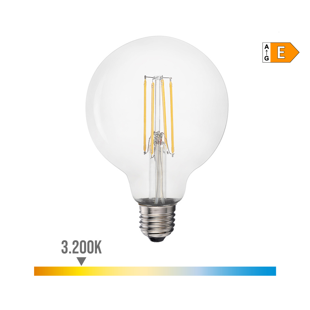 Lâmpada de balão com filamento led e27 6w 800lm 3200k luz quente ø9 5x14 5cm edm