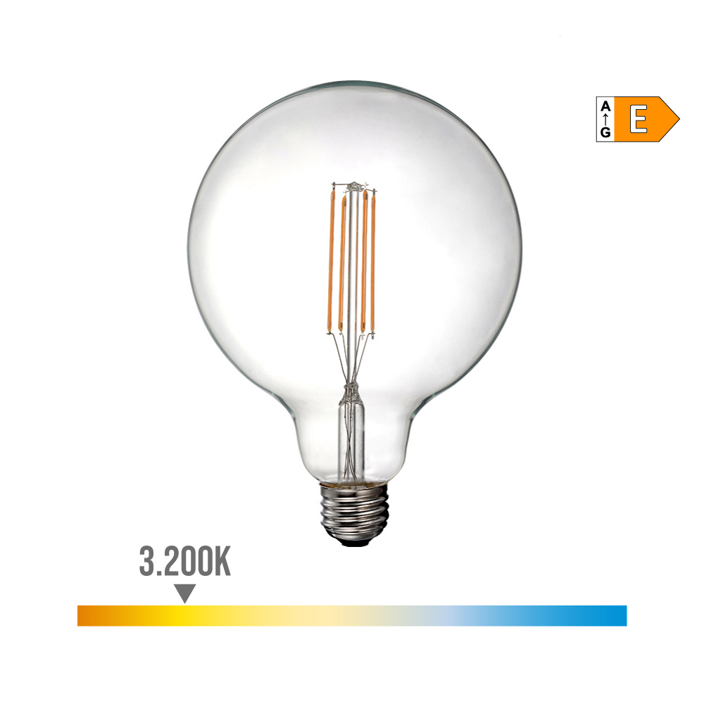 Lâmpada de balão com filamento led e27 6w 800lm 3200k luz quente ø12 5x17cm edm