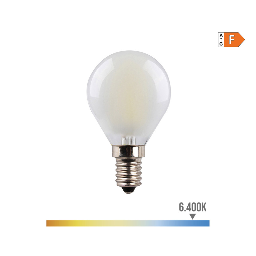 *ult.unidades* lâmpada esférica com filamento de led. vidro mate e14 4 5w 470lm 6400k luz fria ø4 6x7 8cm edm