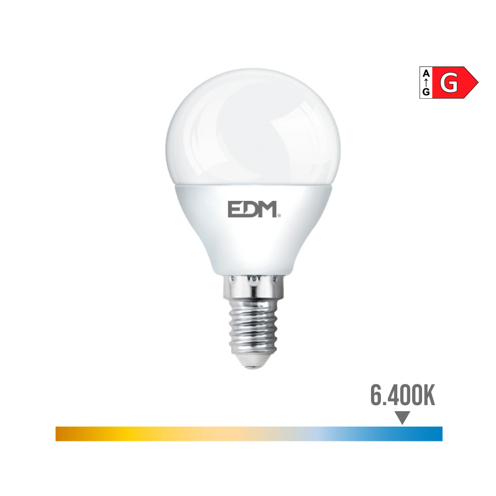 Lâmpada esférica led e14 6w 500lm 6400k luz fria ø4 5x8 2cm edm