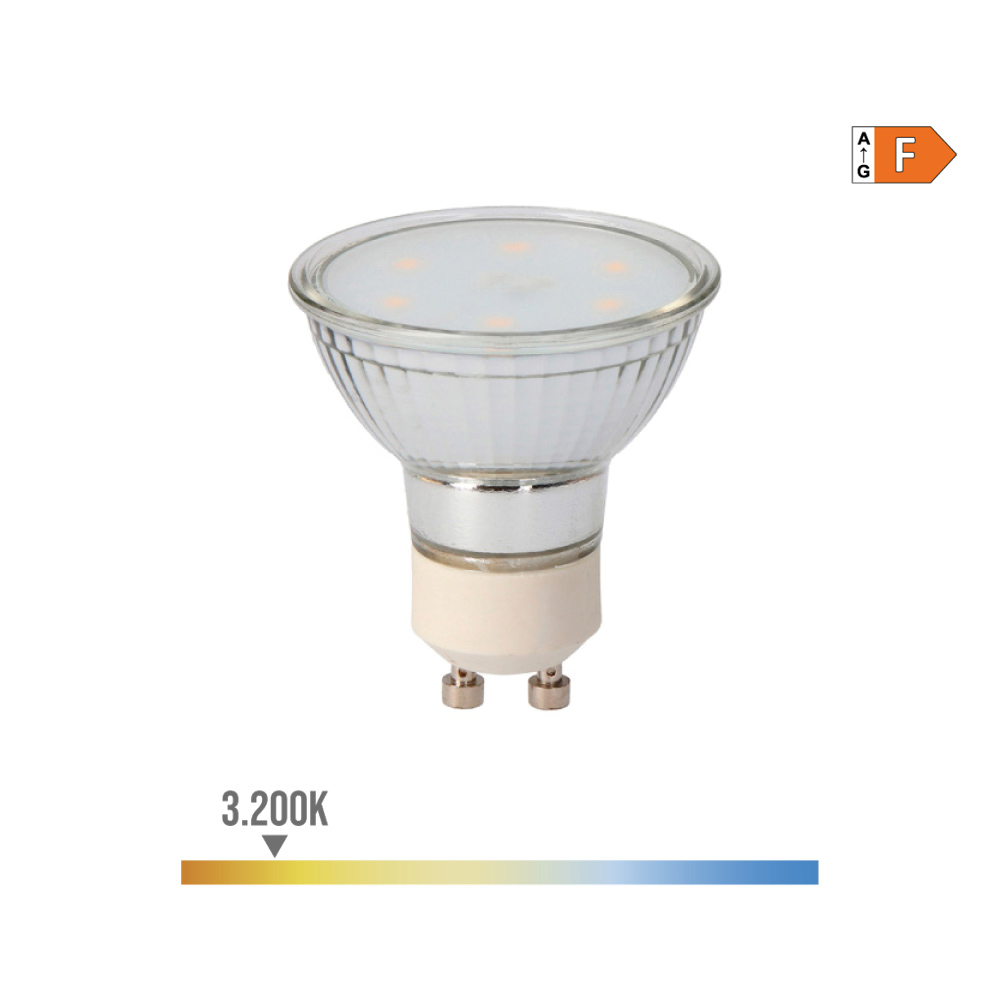 Lâmpada de vidro dicróica led gu10 5w 400lm 3200k luz quente ø5x5 5cm edm