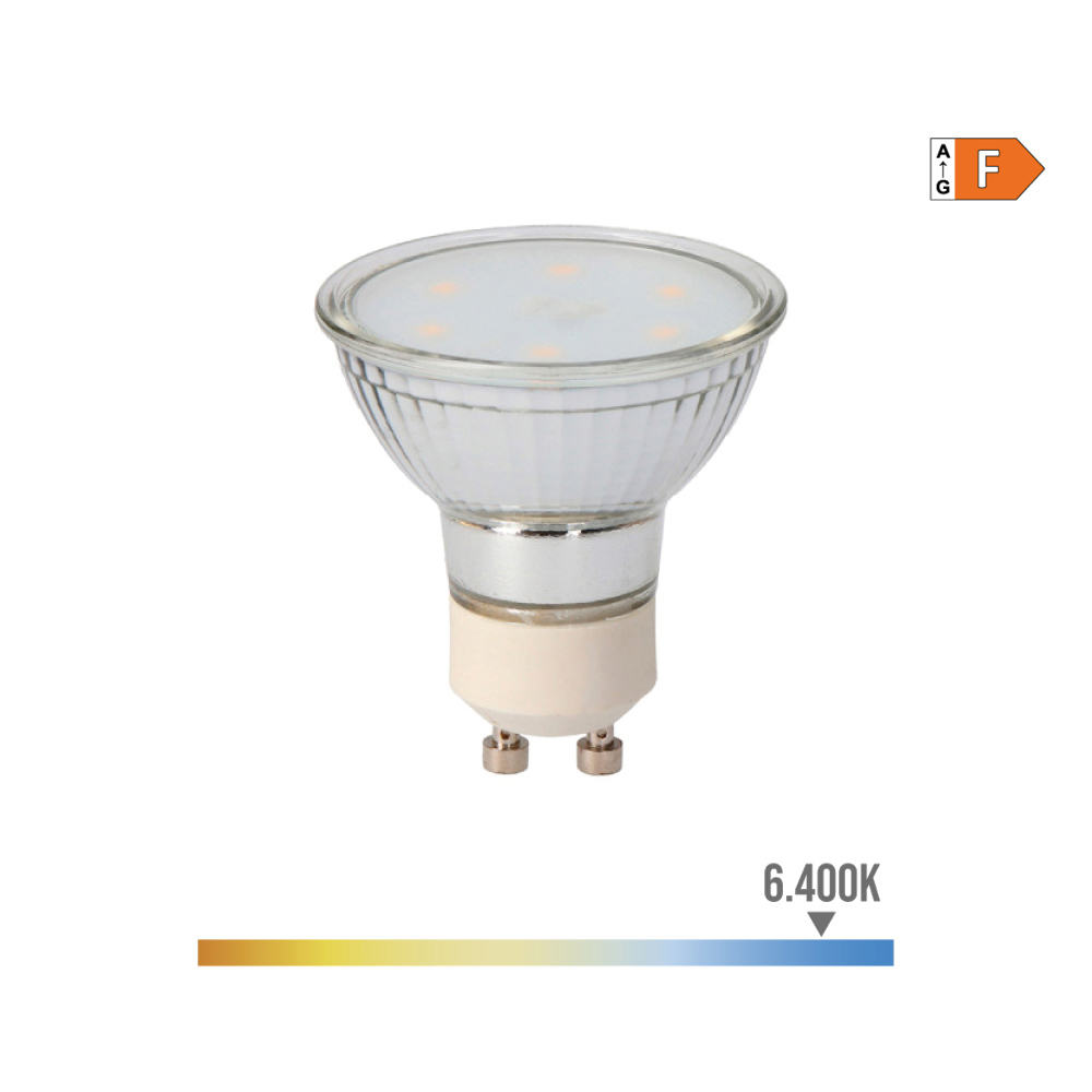 Lâmpada de vidro dicróica led gu10 5w 400lm 6400k luz fria ø5x5 5cm edm