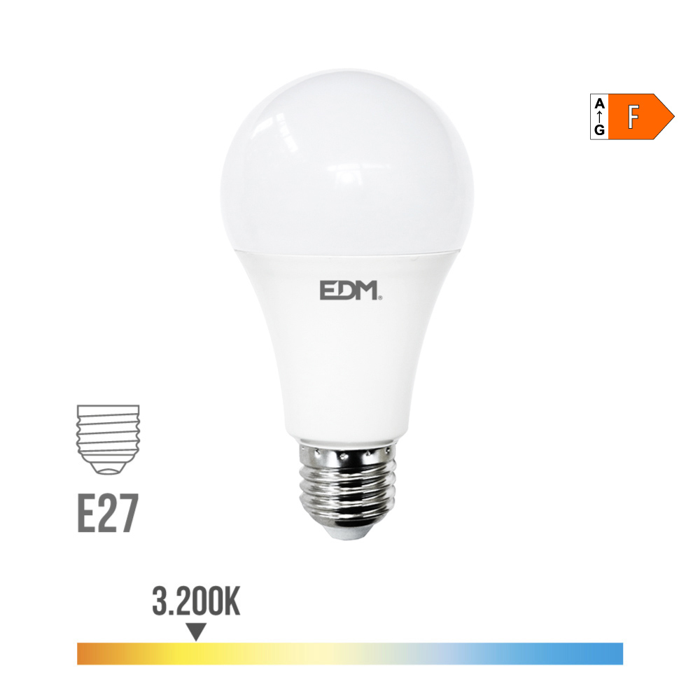 Lâmpada de led standard e27 24w 2700lm 3200k luz quente ø7x13 6cm edm