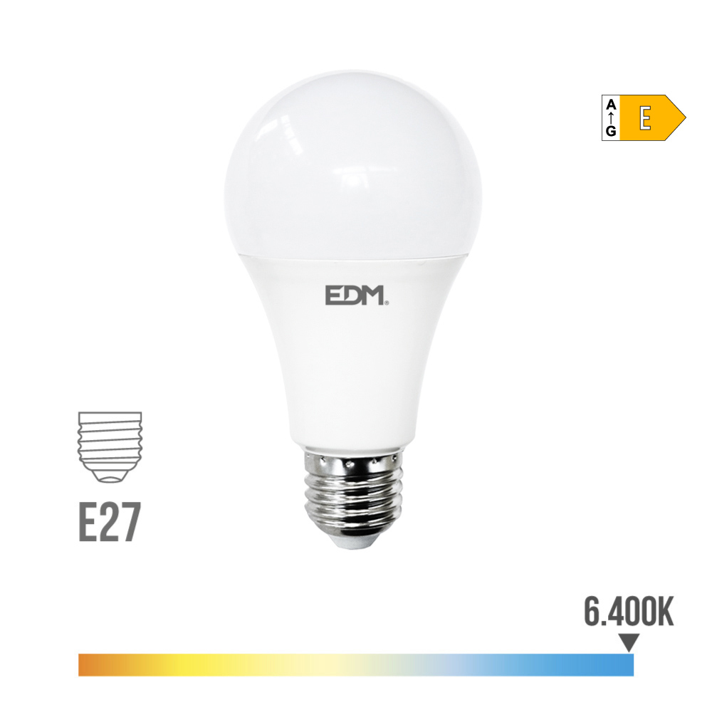 Lâmpada de led standard e27 24w 2700lm 6400k luz fria ø7x13 6cm edm