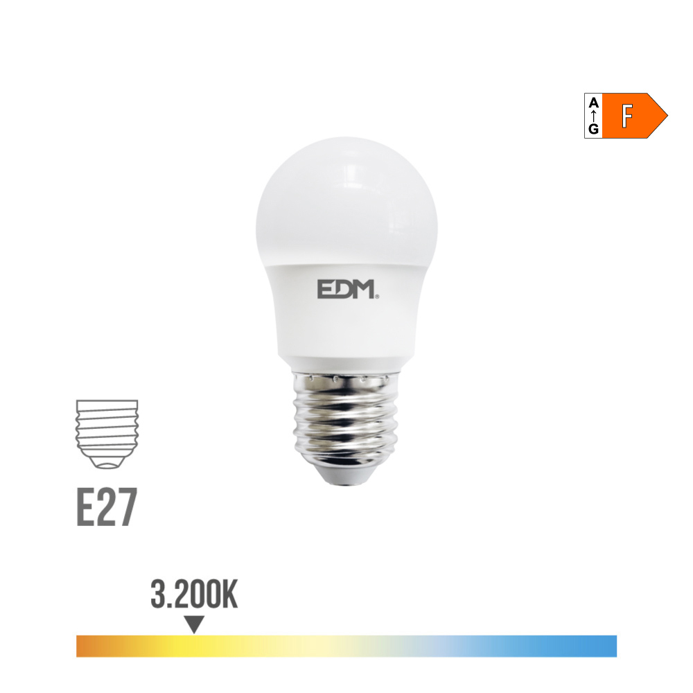 Lâmpada esférica led e27 8 5w 1000lm 3200k luz quente ø4 5x8 6cm edm