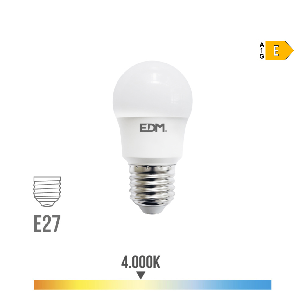 Lâmpada esférica led e27 8 5w 940lm 4000k luz dia ø4 5x8 6cm edm