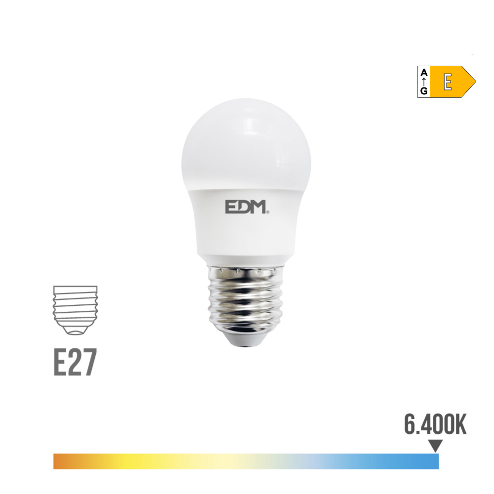Lâmpada esférica led e27 8 5w 1000lm 6400k luz fria ø4 5x8 6cm edm