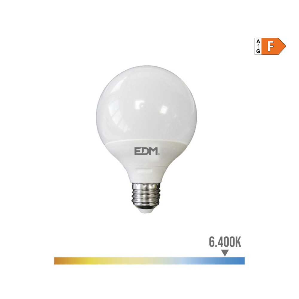 Lâmpada globo led ø95mm e27 10w 810lm 6400k luz fria ø9 5x12cm edm