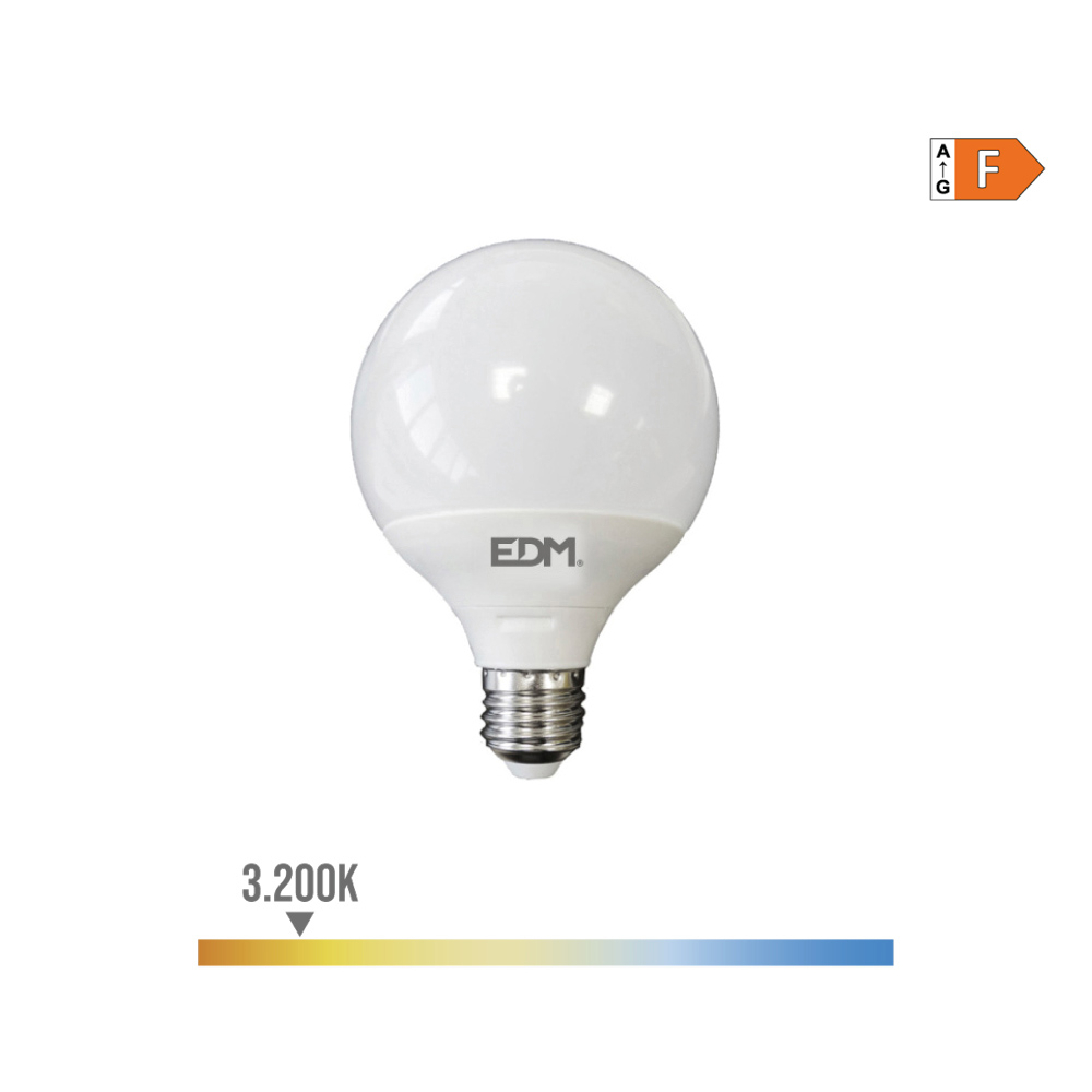Lâmpada globo led ø95mm e27 10w 810lm 3200k luz quente ø9 5x12cm edm