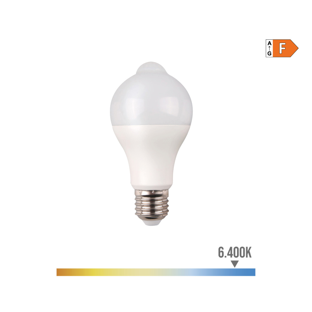 Lâmpada de led standard com  sensor de presença e crepúsculo  e27 12w 1055lm 6400k luz fria ø6x11cm edm