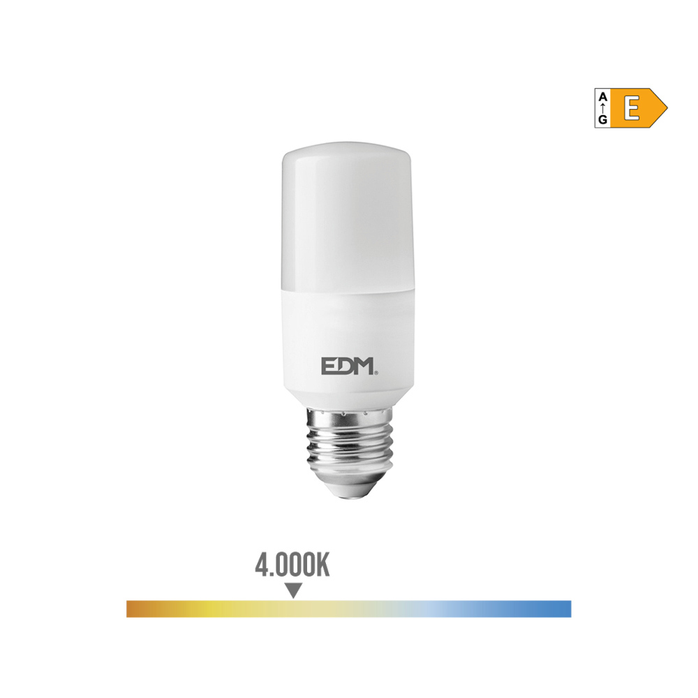 Lâmpada tubular led e27 10w 1100lm 4000k luz do dia ø4x10 7cm edm